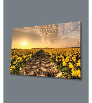 Sonnenblume Sonnenuntergang Art Design rechteckiges spezial Glasbild!